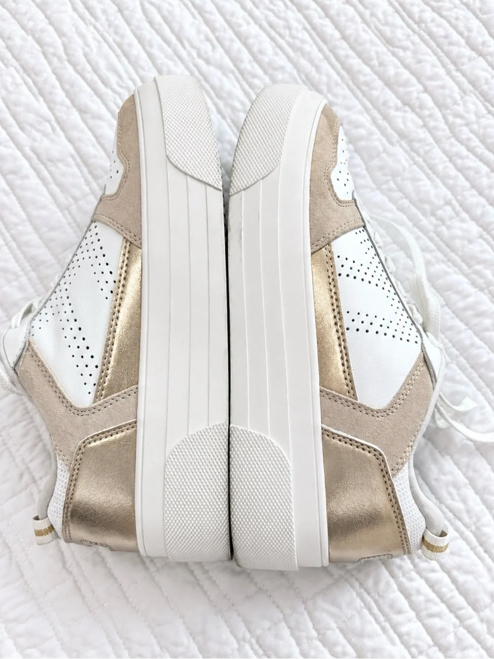 Le Tigre 1977 White Taupe Rose Gold Platform Sneakers size 7